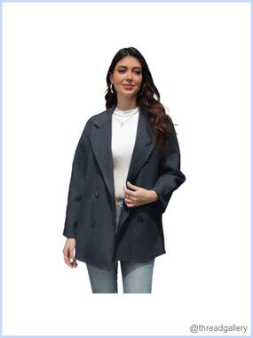 Wool Blend Wrap Coat Women's 70% Wool Long Belted Pea Coat